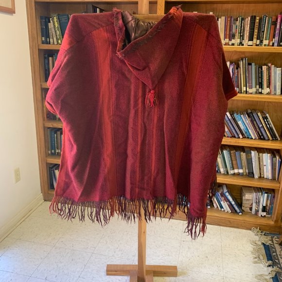 Vtg One of a Kind handwoven Fibers for All Seasons hooded blanket poncho, Zoller - Picture 10 of 15